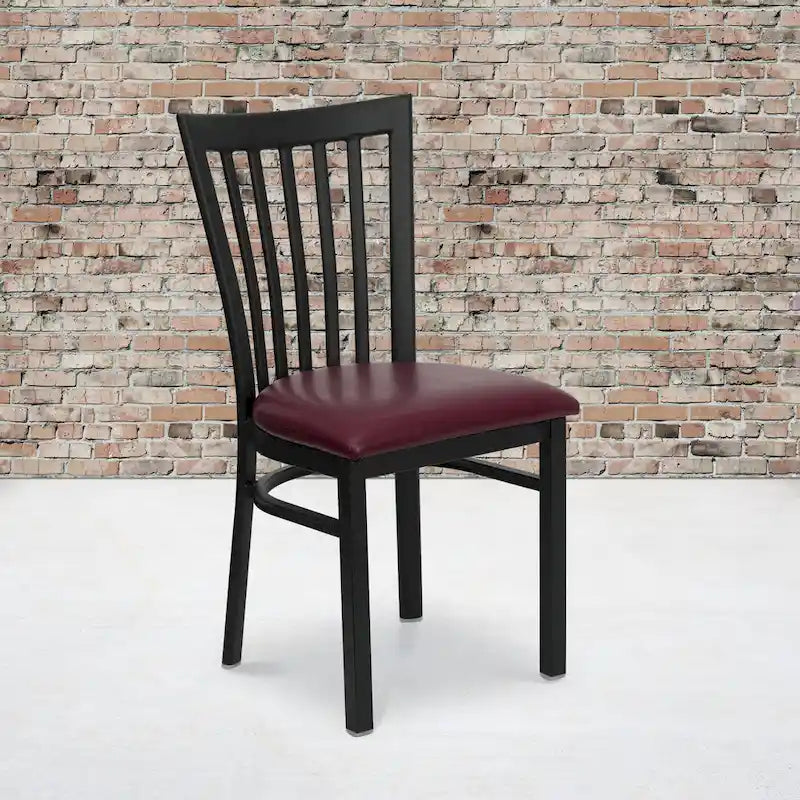 Chaise de restaurant en métal à dossier School House - 17,25 larg. x 18,75 prof. x 34,75 haut. - 17,25 larg. x 18,75 prof. x 34,75 haut.