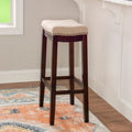 Tabouret de bar dossier bas en lin de 81 cm