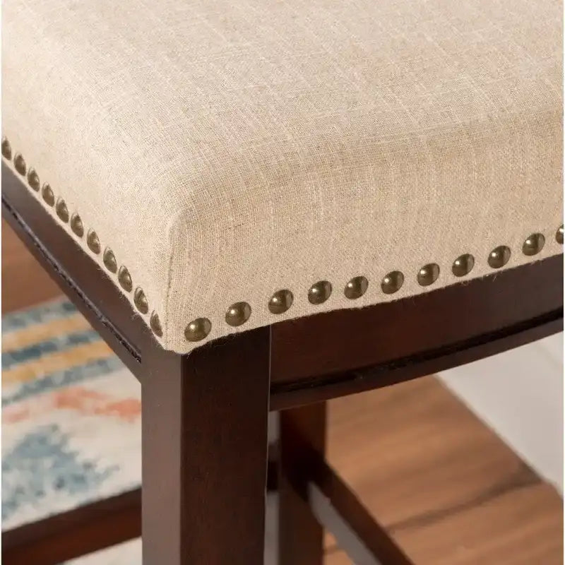 Tabouret de bar dossier bas en lin de 81 cm