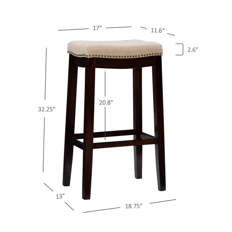 Tabouret de bar dossier bas en lin de 81 cm