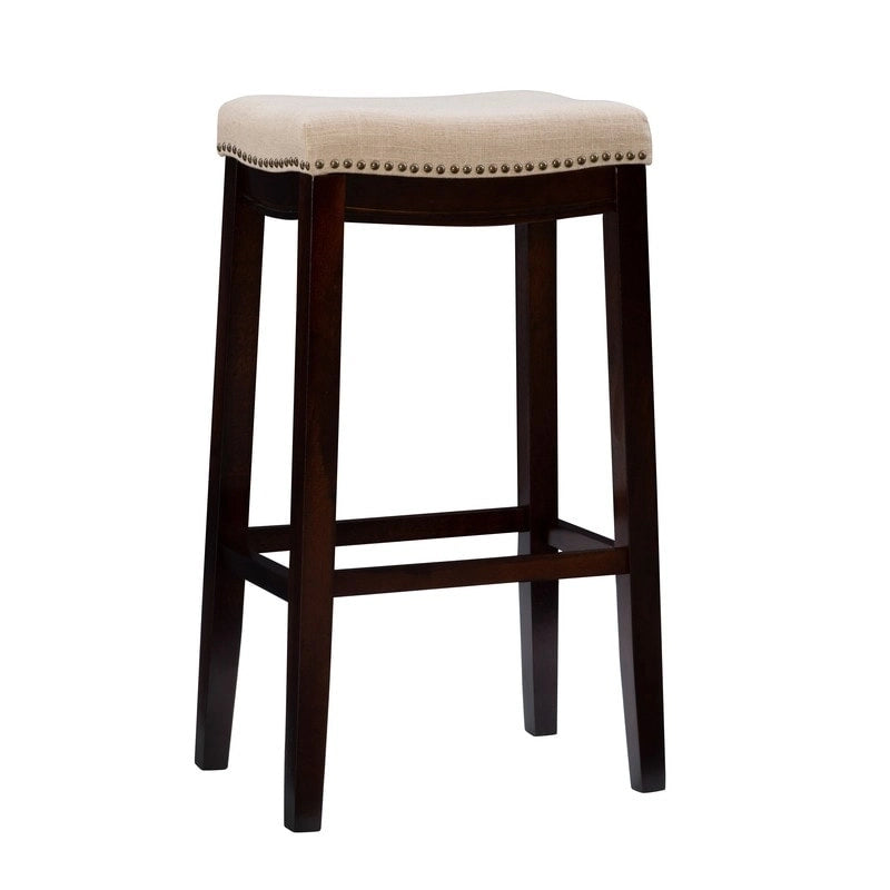 Tabouret de bar dossier bas en lin de 81 cm