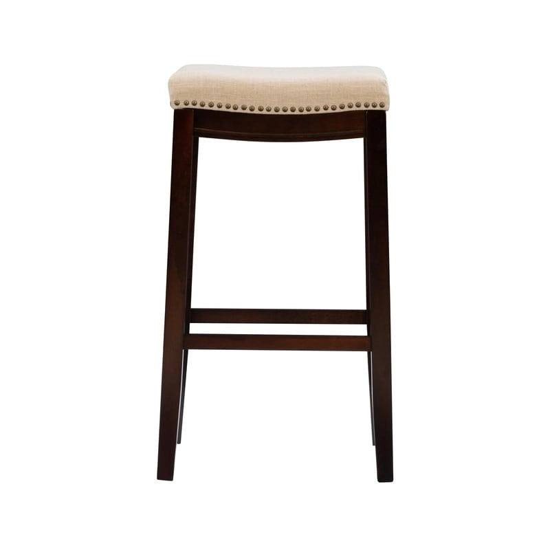 Tabouret de bar dossier bas en lin de 81 cm