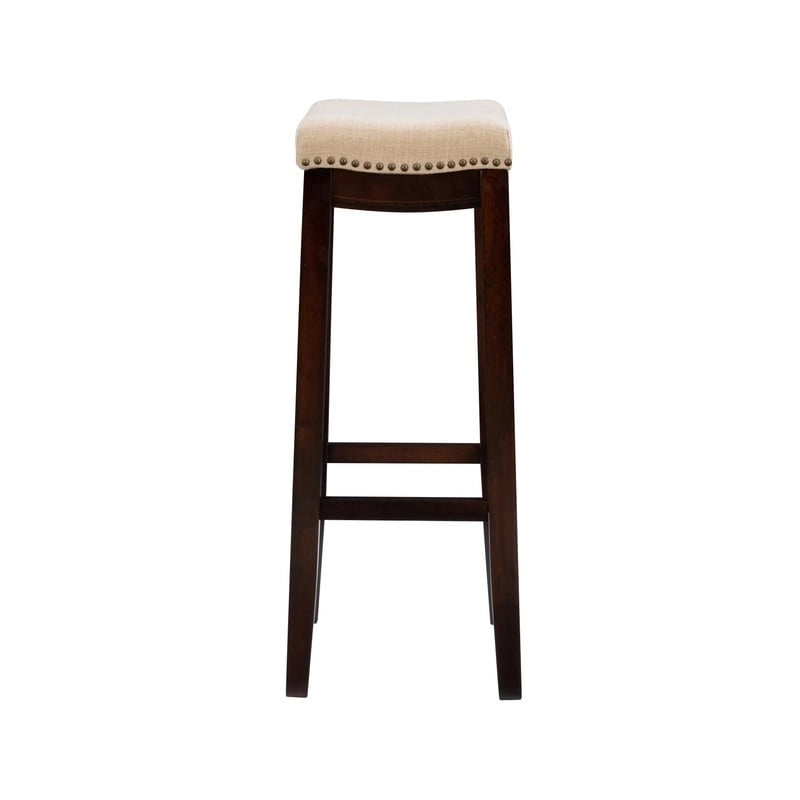 Tabouret de bar dossier bas en lin de 81 cm