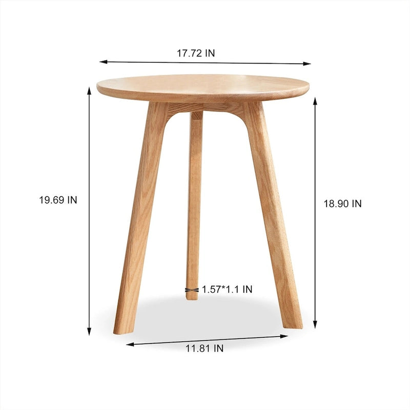 Table d'appoint ronde Table basse 100 % en bois de chêne massif naturel