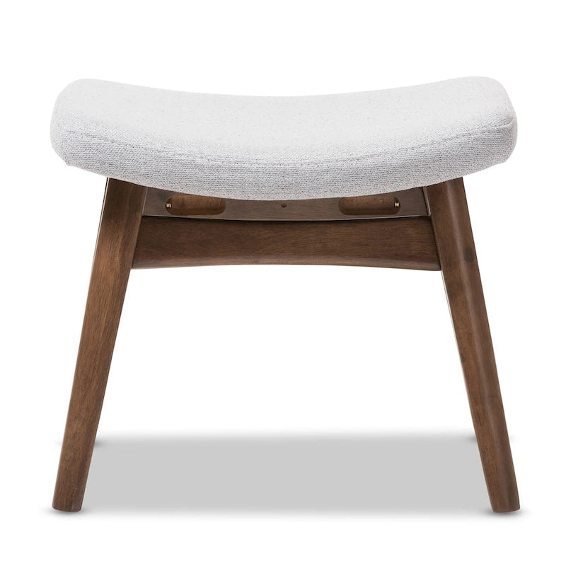 Repose-pieds rembourré en tissu gris clair de style milieu du siècle