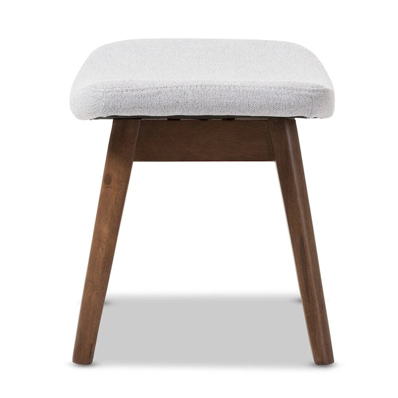 Repose-pieds rembourré en tissu gris clair de style milieu du siècle