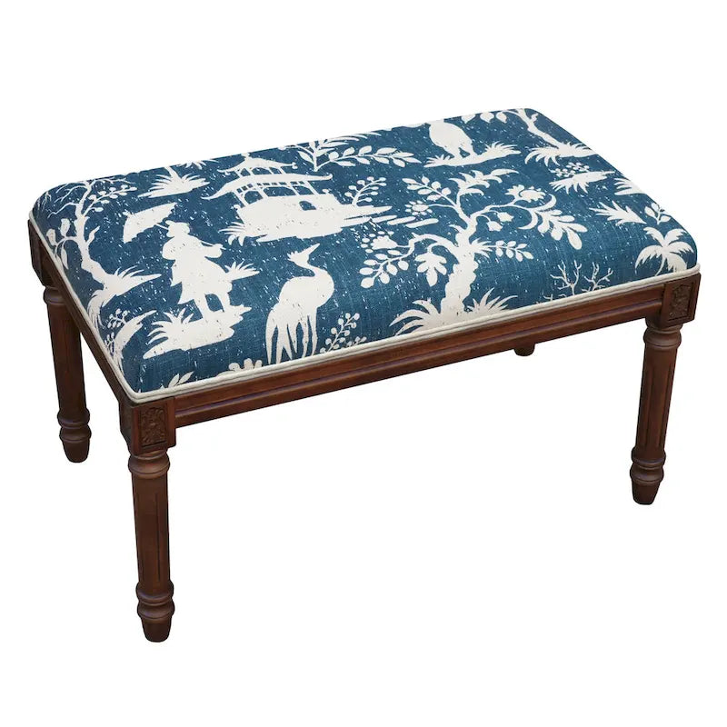Banc de style Chinoiserie Marine avec finition en bois teinté