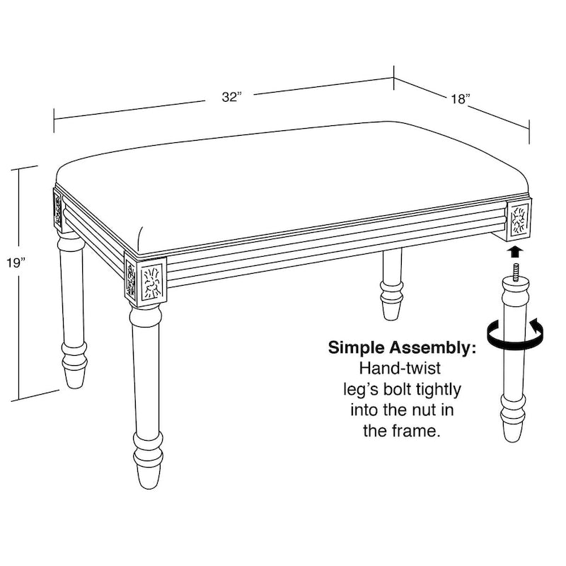 Banc de style Chinoiserie Marine avec finition en bois teinté