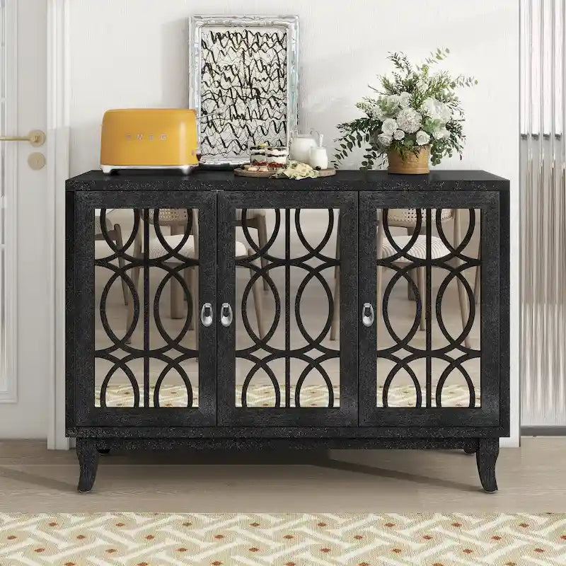 Buffet bas avec 3 portes vitrées