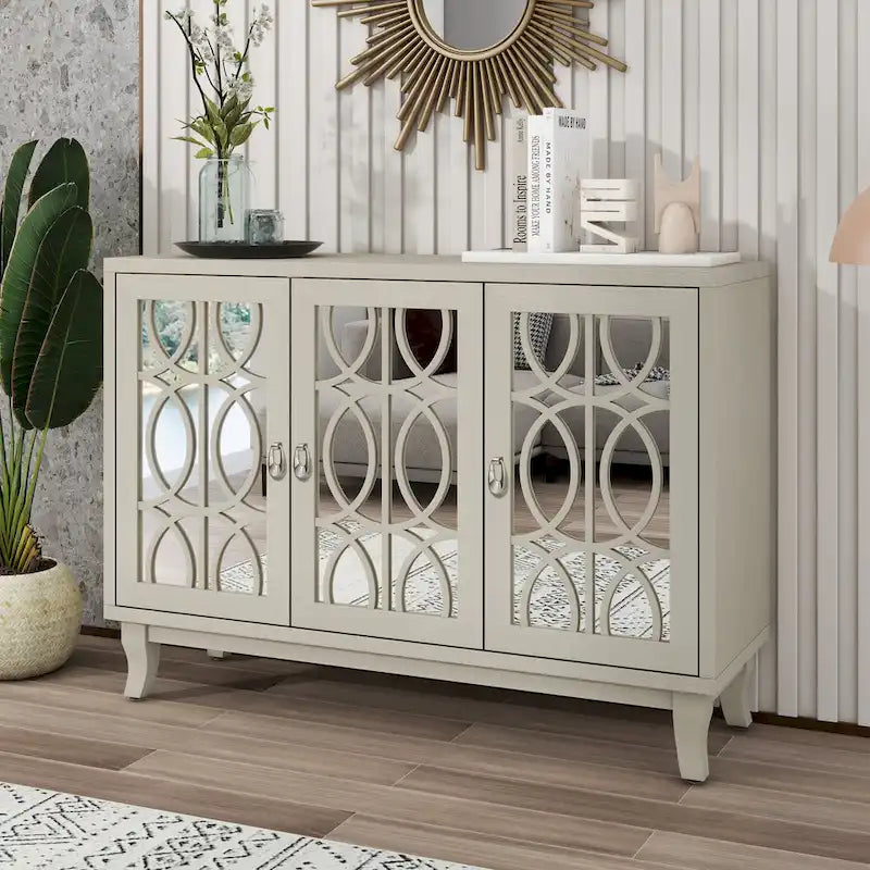 Buffet bas avec 3 portes vitrées