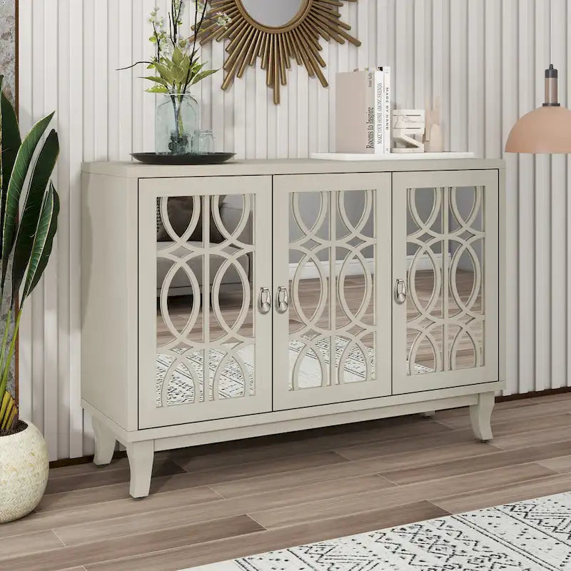 Buffet bas avec 3 portes vitrées