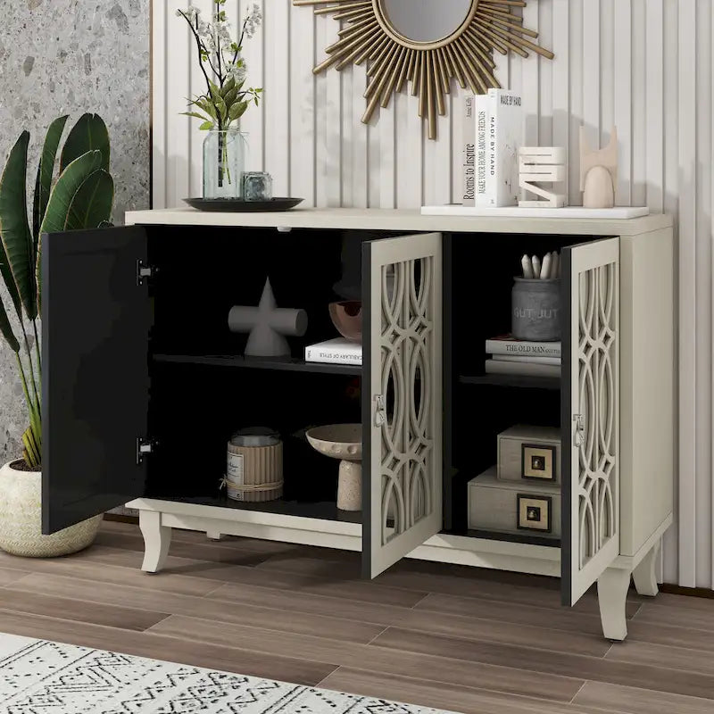 Buffet bas avec 3 portes vitrées