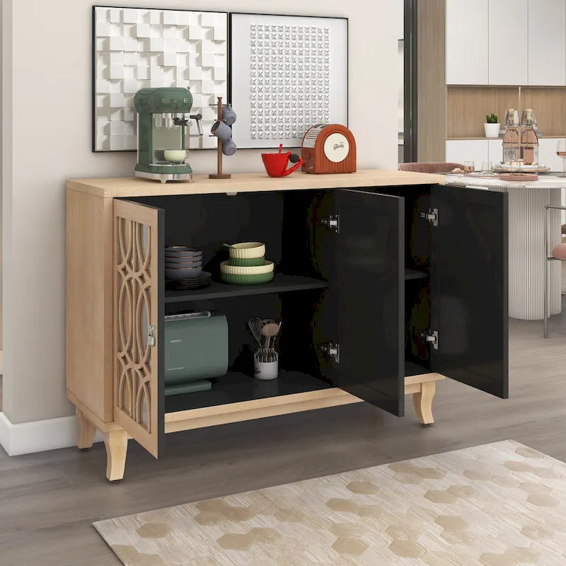 Buffet bas avec 3 portes vitrées