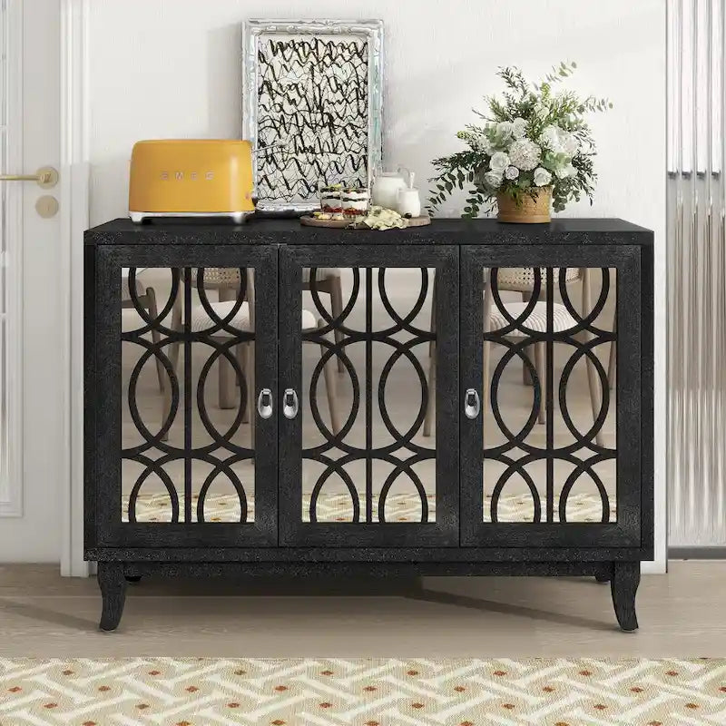 Buffet bas avec 3 portes vitrées