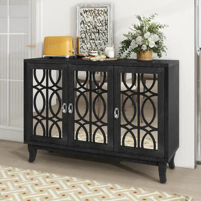 Buffet bas avec 3 portes vitrées