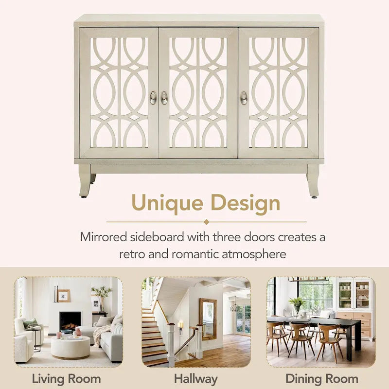 Buffet bas avec 3 portes vitrées