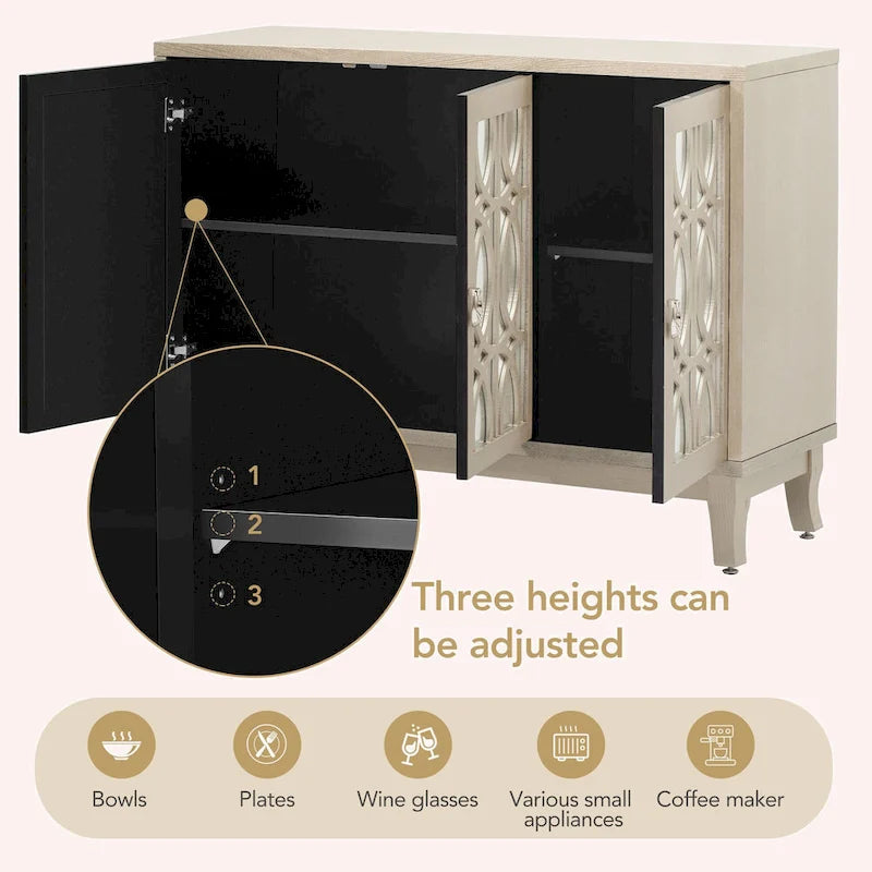Buffet bas avec 3 portes vitrées