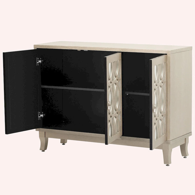 Buffet bas avec 3 portes vitrées
