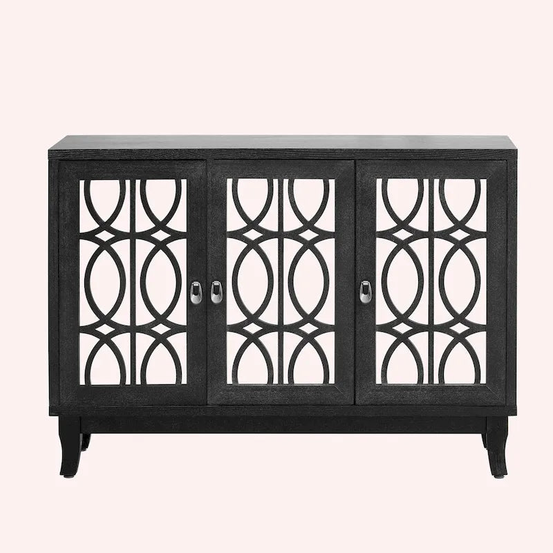 Buffet bas avec 3 portes vitrées