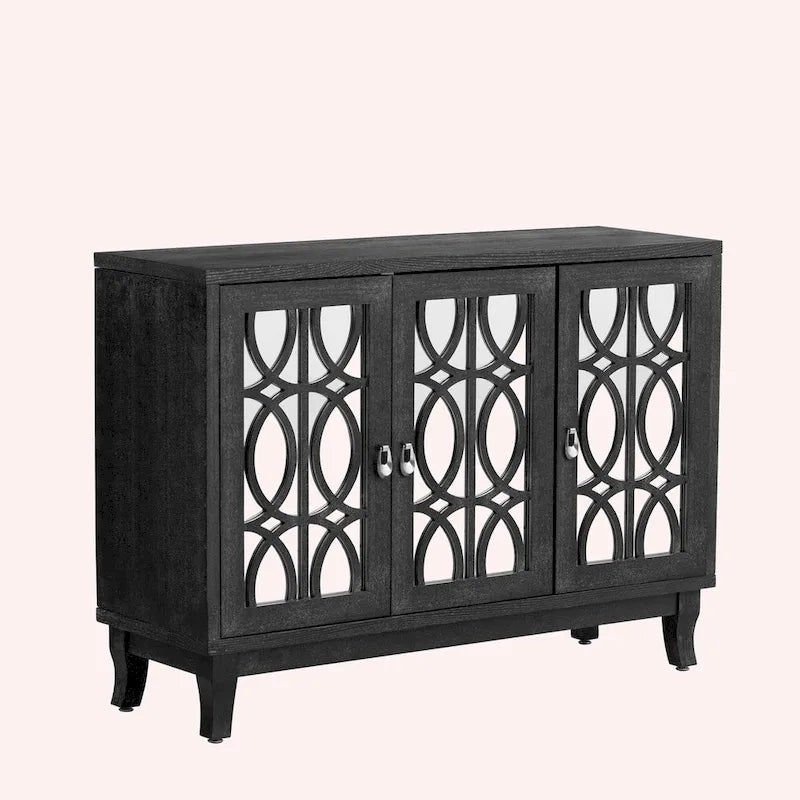 Buffet bas avec 3 portes vitrées