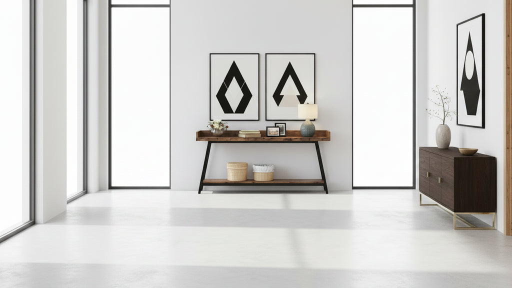 Table d'entrée de 180 cm de long, Console étroite derrière le canapé Marron