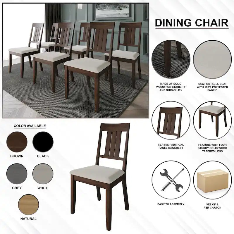 Chaises de salle à manger classiques en bois (lot de 2) - S.O.