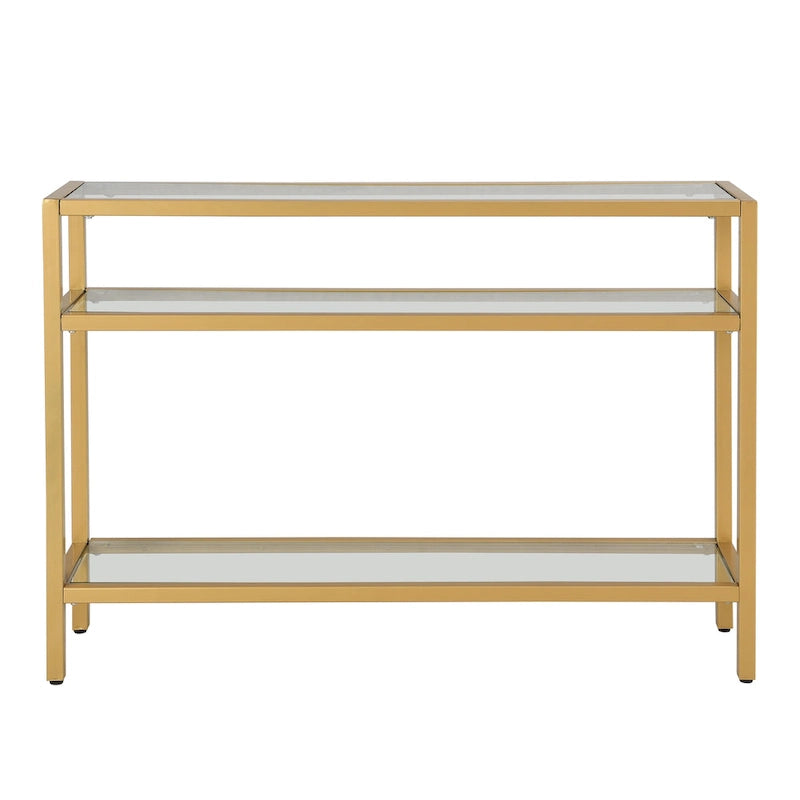 Console de table à 3 niveaux en verre – Doré