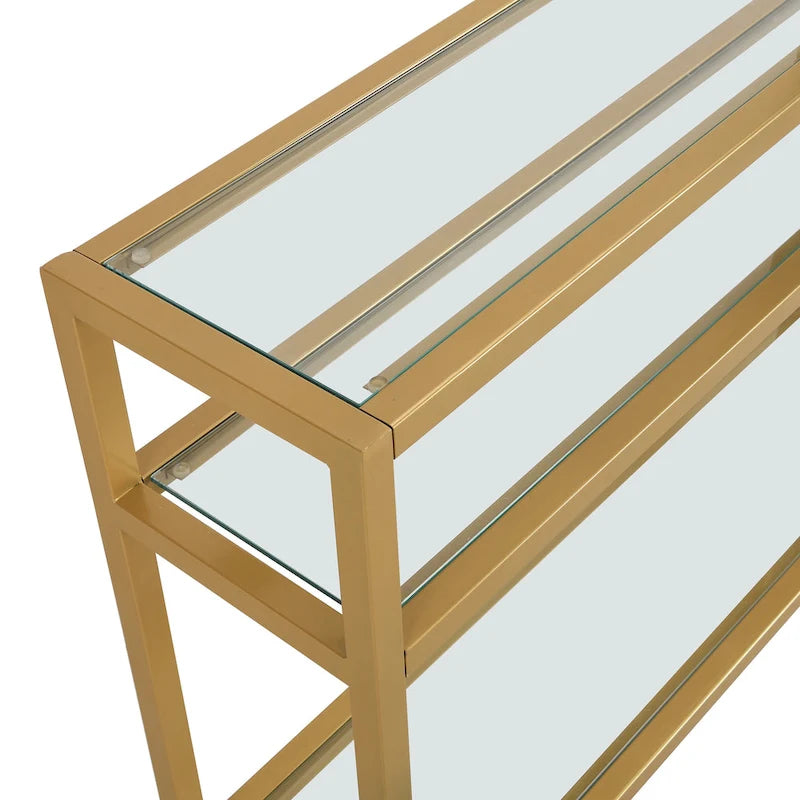 Console de table à 3 niveaux en verre – Doré