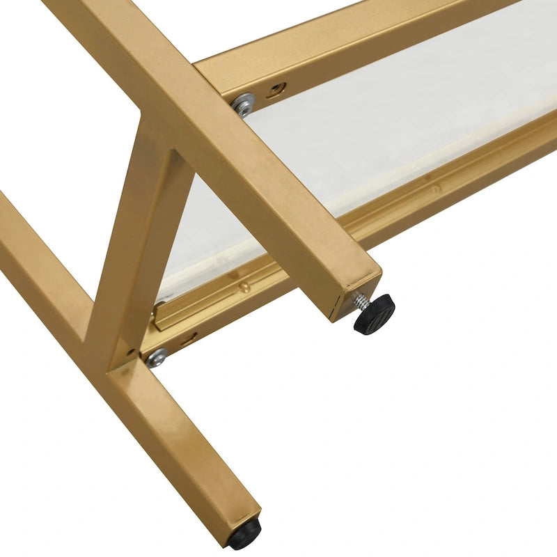 Console de table à 3 niveaux en verre – Doré