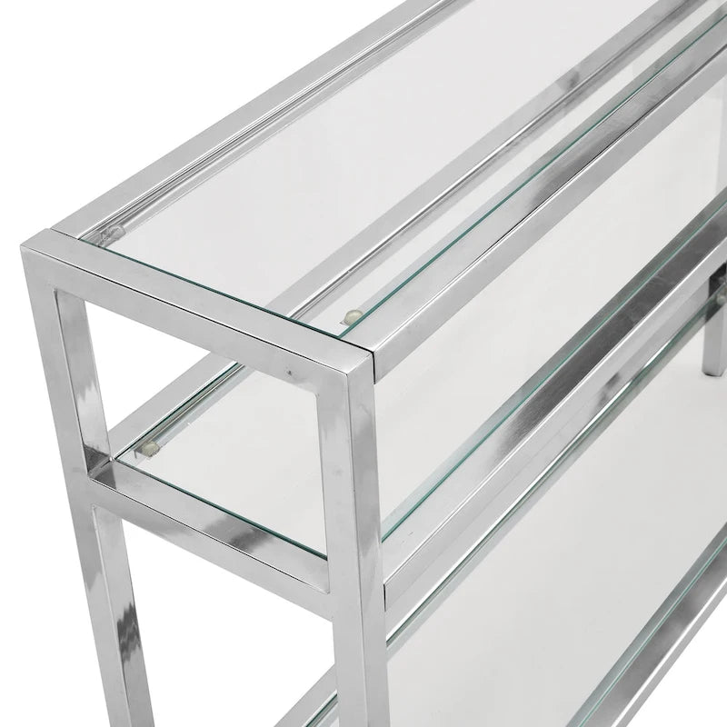 Console de table à 3 niveaux en verre – Doré