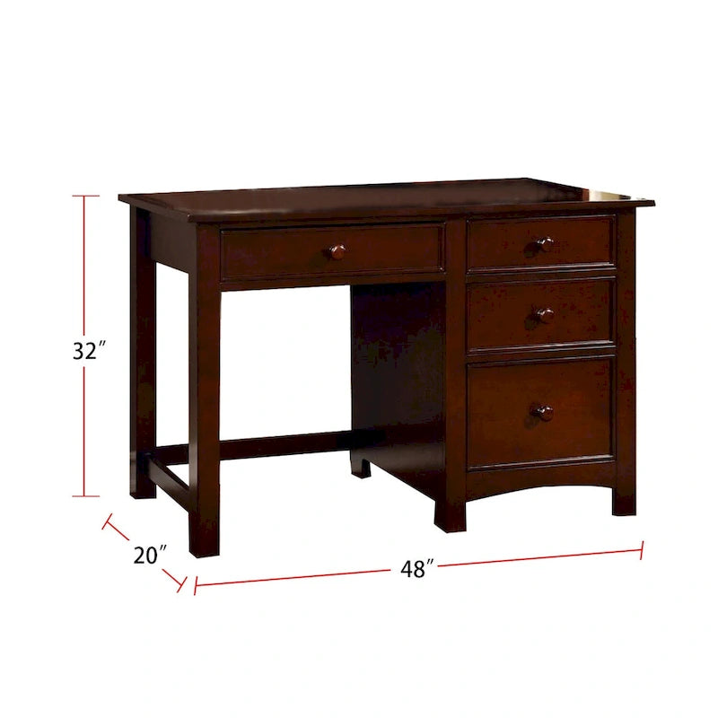 Bureau en bois avec quatre tiroirs