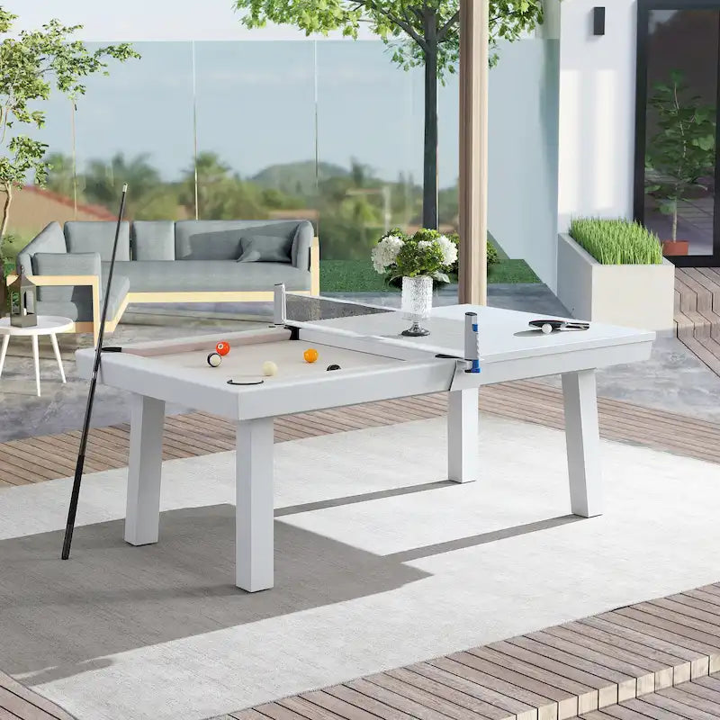 Billard en ardoise intérieur/extérieur 2,4 m avec plateau de salle à manger et accessoires