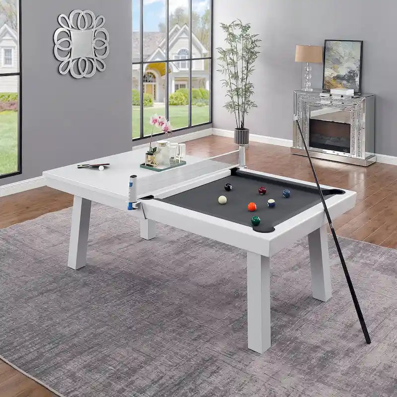 Billard en ardoise intérieur/extérieur 2,4 m avec plateau de salle à manger et accessoires