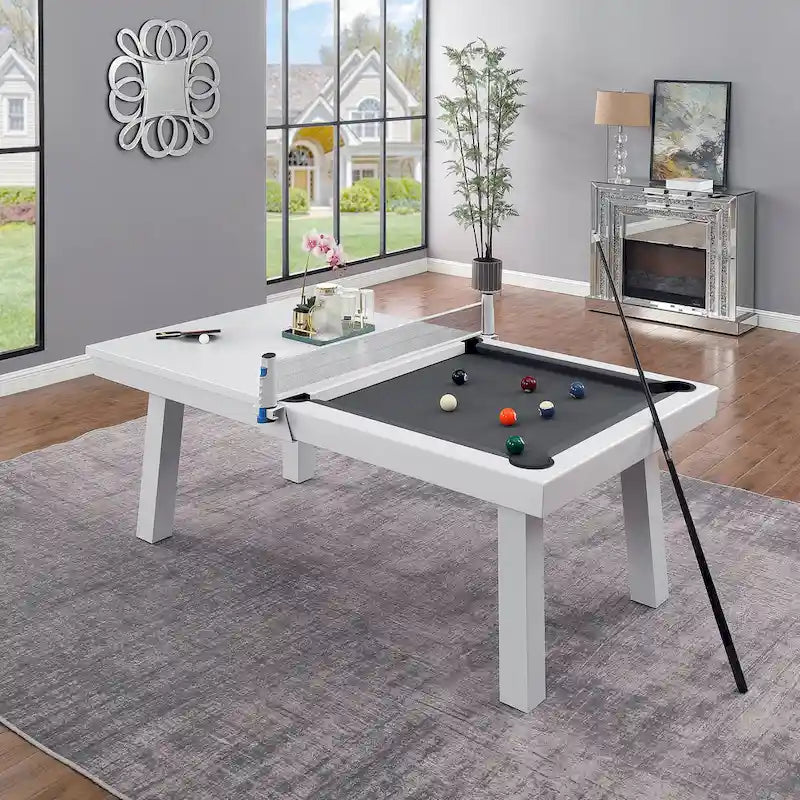 Billard en ardoise intérieur/extérieur 2,4 m avec plateau de salle à manger et accessoires