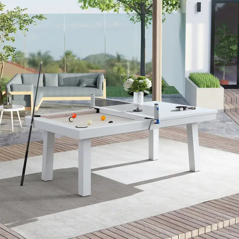 Billard en ardoise intérieur/extérieur 2,4 m avec plateau de salle à manger et accessoires