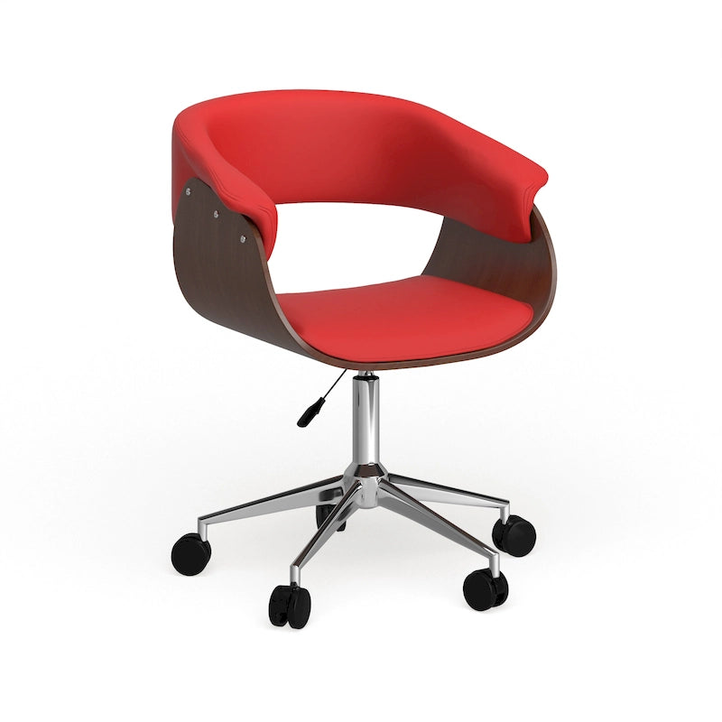 Chaise de bureau en similicuir avec piètement chromé