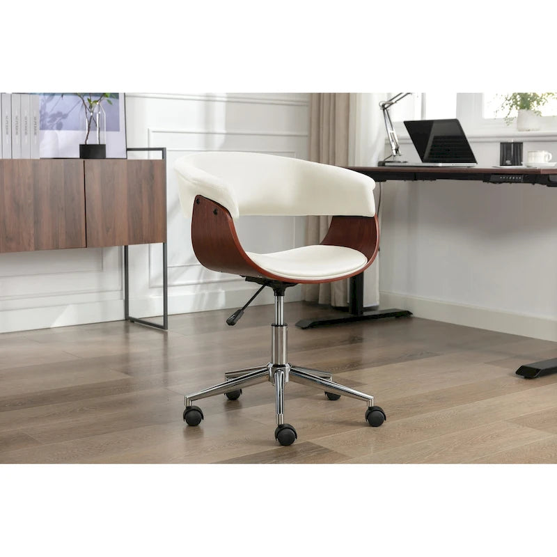 Chaise de bureau en similicuir avec piètement chromé