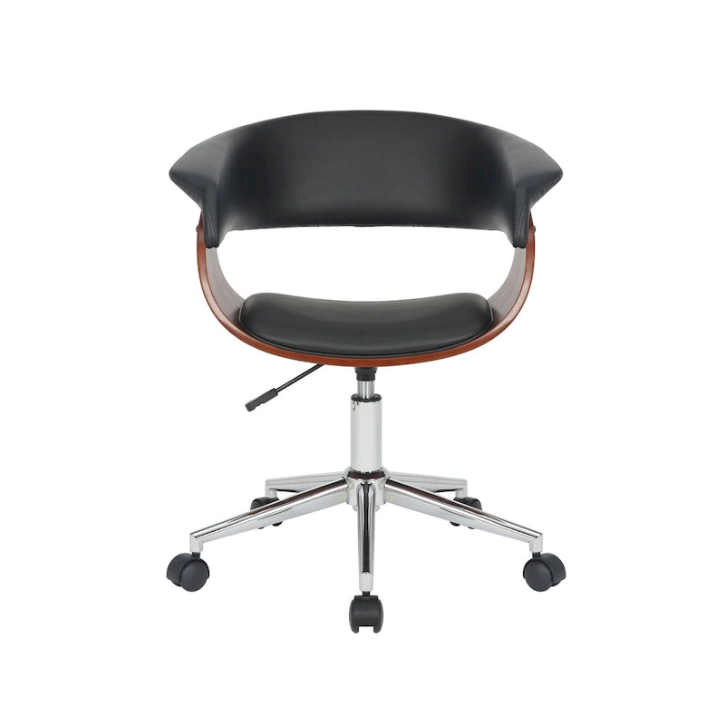 Chaise de bureau en similicuir avec piètement chromé