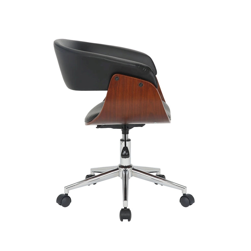 Chaise de bureau en similicuir avec piètement chromé