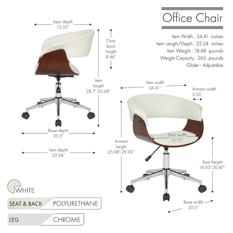 Chaise de bureau en similicuir avec piètement chromé
