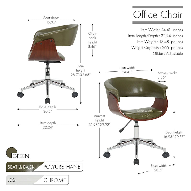 Chaise de bureau en similicuir avec piètement chromé