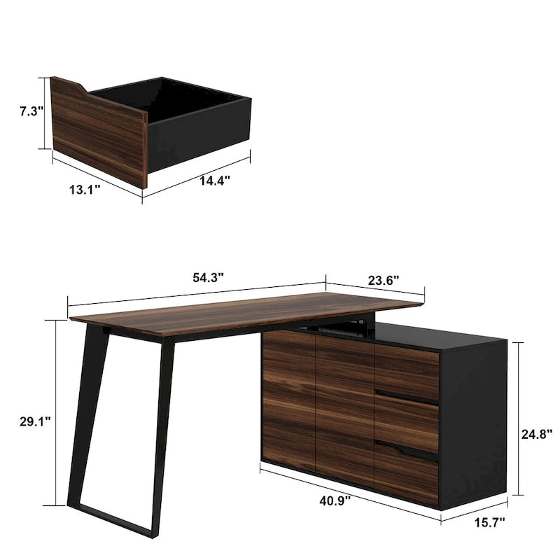 Bureau d'ordinateur à domicile, bureau d'angle en L 54,3, pour écrire
