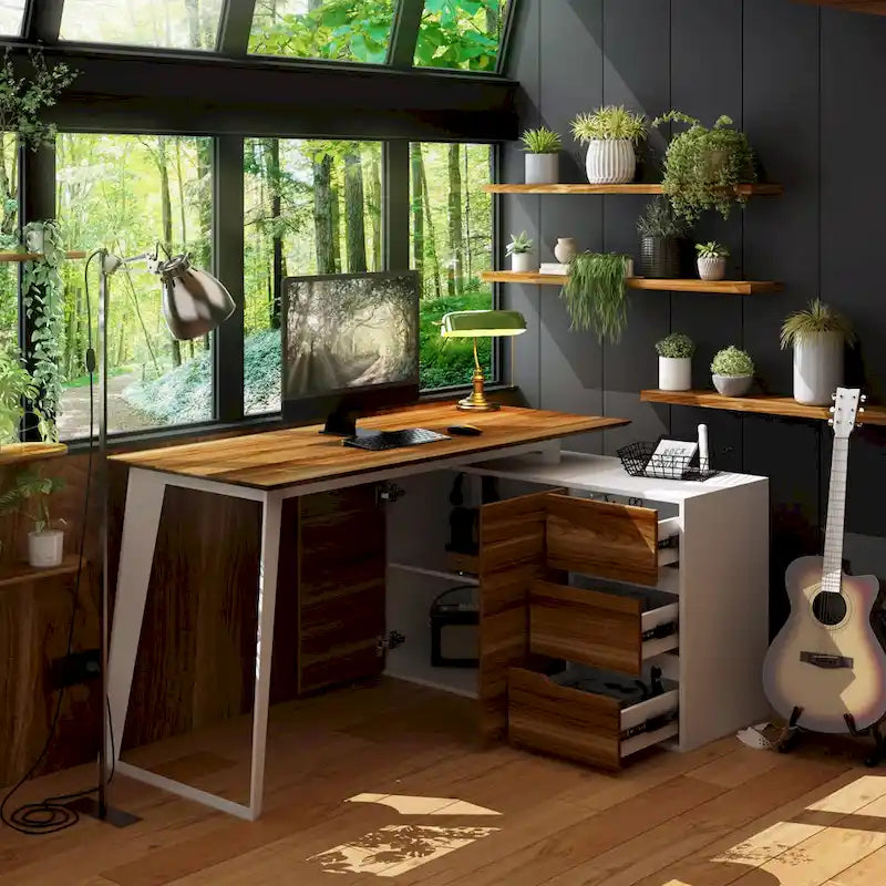 Bureau d'ordinateur à domicile, bureau d'angle en L 54,3, pour écrire