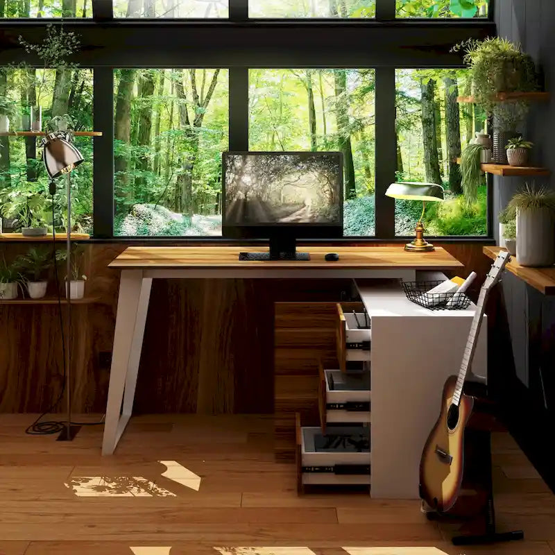 Bureau d'ordinateur à domicile, bureau d'angle en L 54,3, pour écrire