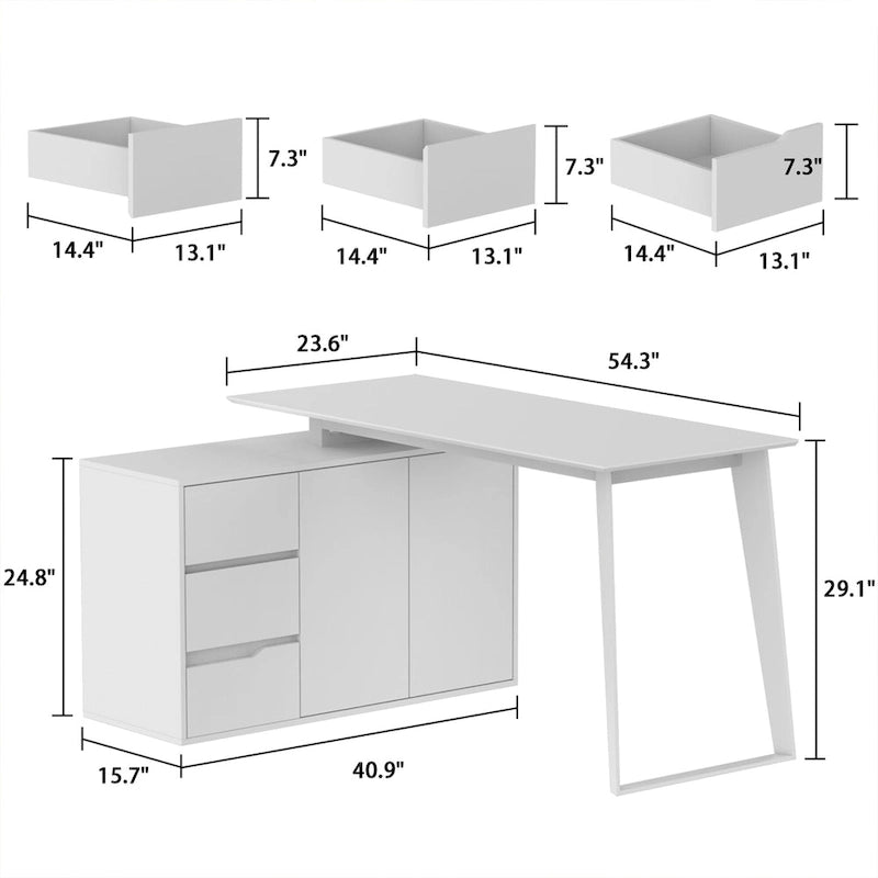 Bureau d'ordinateur à domicile, bureau d'angle en L 54,3, pour écrire