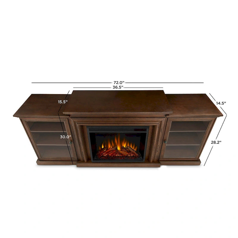 Meuble TV cheminée électrique 72 po en chêne châtaignier par - 72L x 15.5W x 30.1H