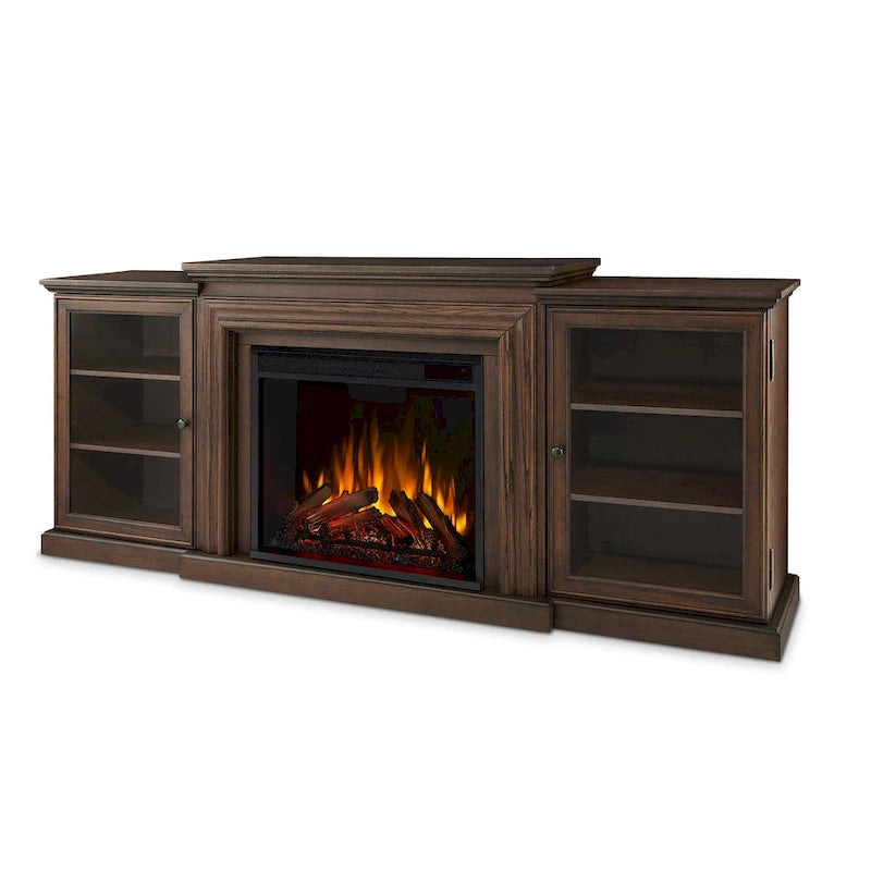 Meuble TV cheminée électrique 72 po en chêne châtaignier par - 72L x 15.5W x 30.1H