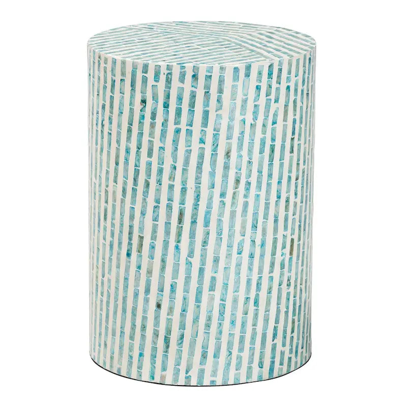 Table d'appoint en nacre blanc et bleu, style bohème moderne