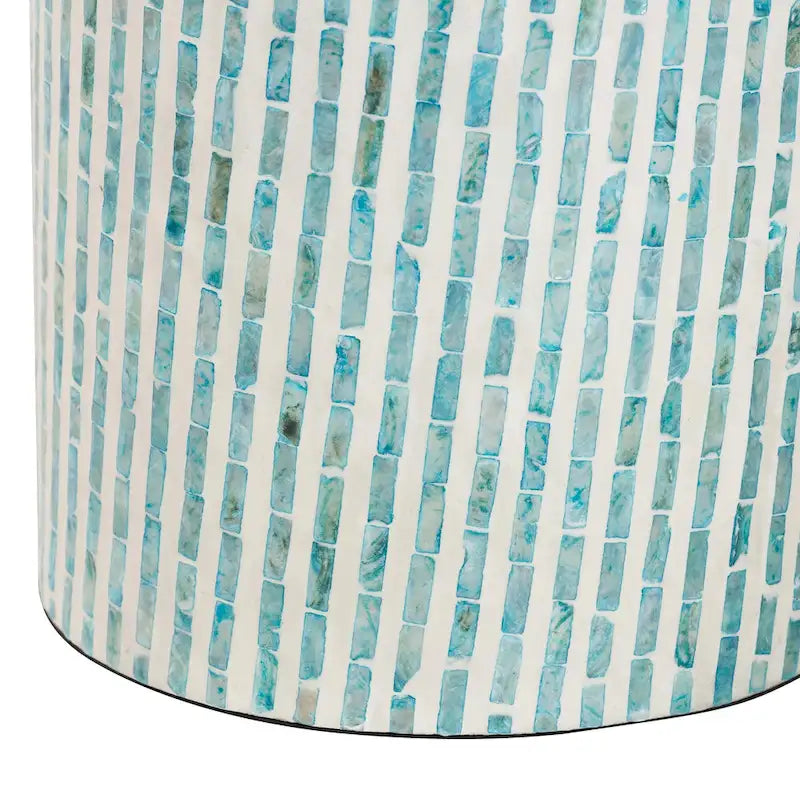 Table d'appoint en nacre blanc et bleu, style bohème moderne