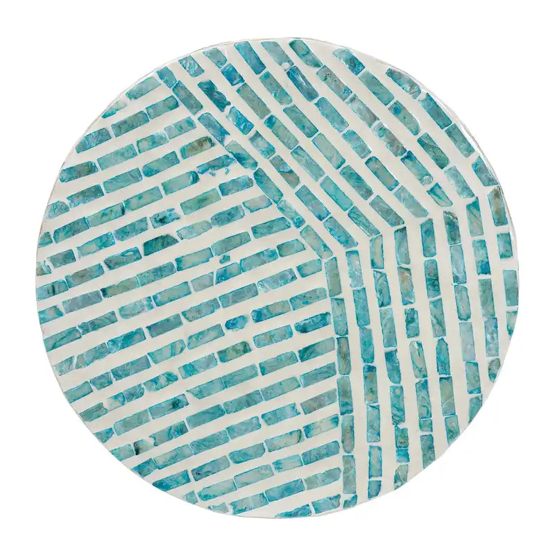 Table d'appoint en nacre blanc et bleu, style bohème moderne